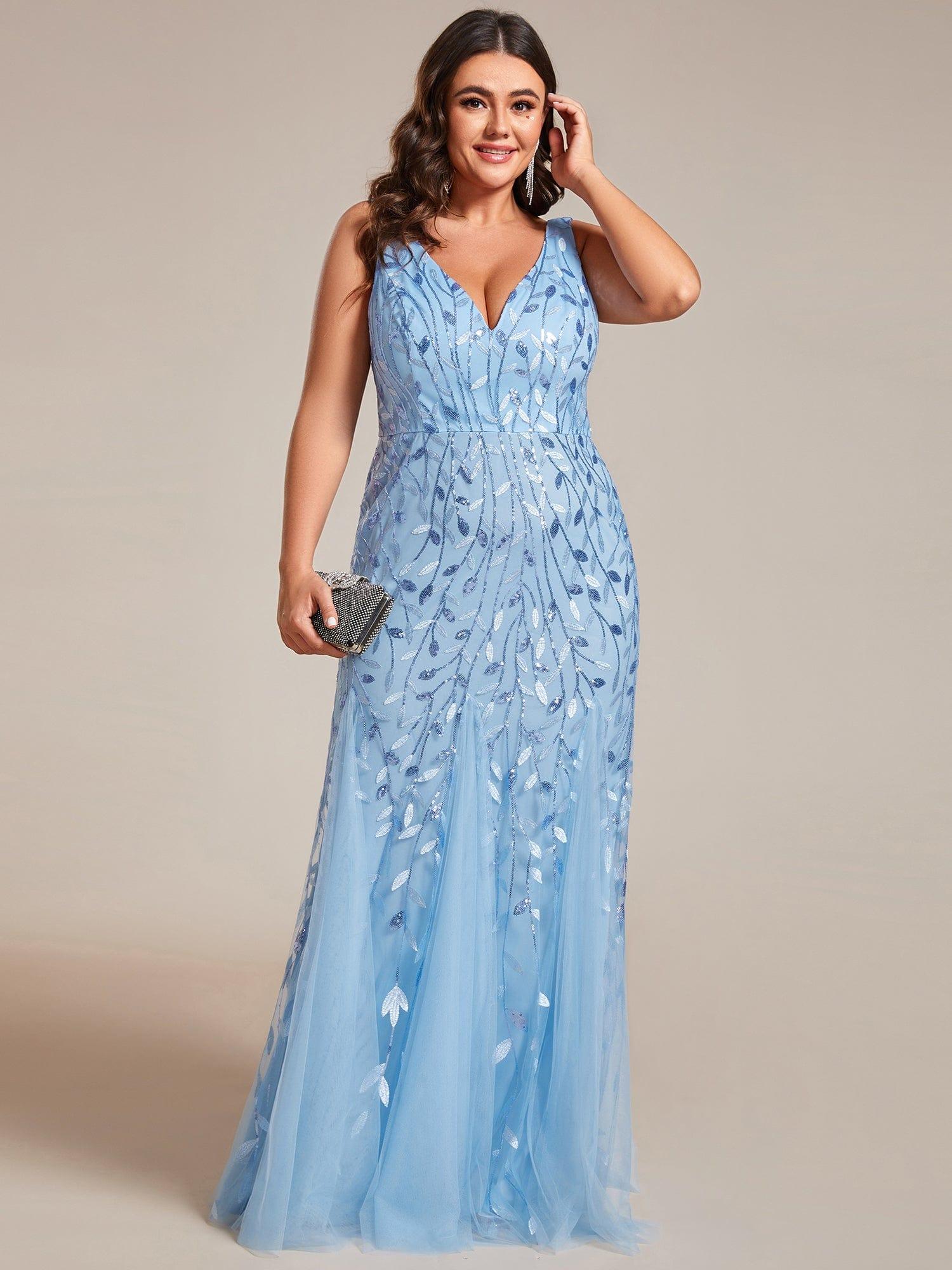 ever ORIEL|Women's Double V-Neck Fishtail Sequins Evening Dress - Image 81
