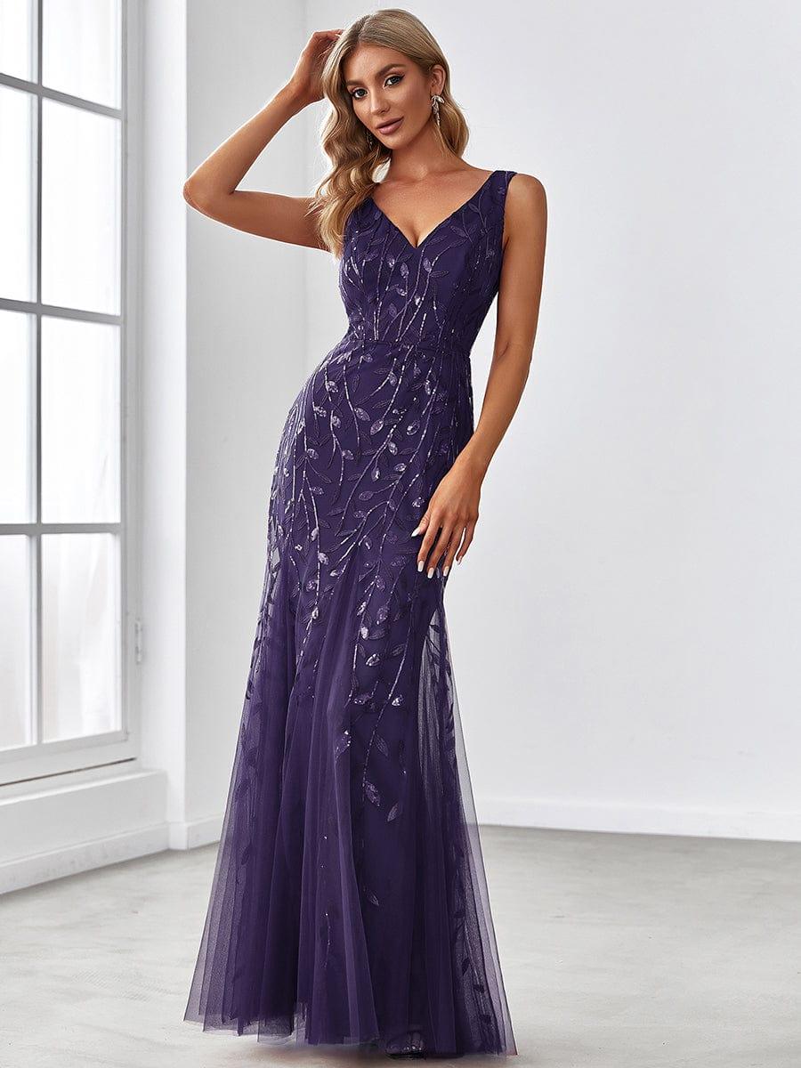 ever ORIEL|Women's Double V-Neck Fishtail Sequins Evening Dress - Image 96
