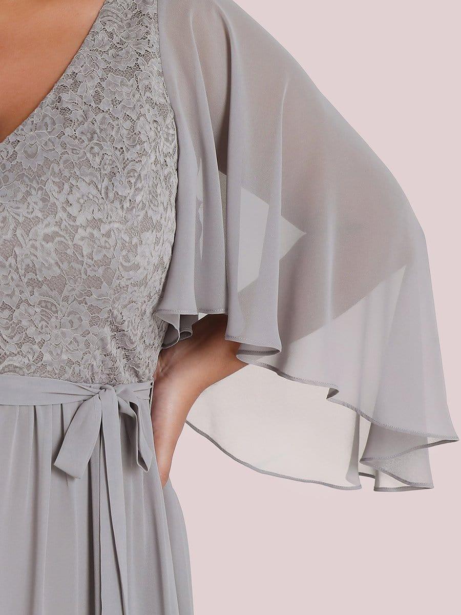 Women's Floor Length Deep V Neck Plus Size Evening Dress with Lace - Image 19