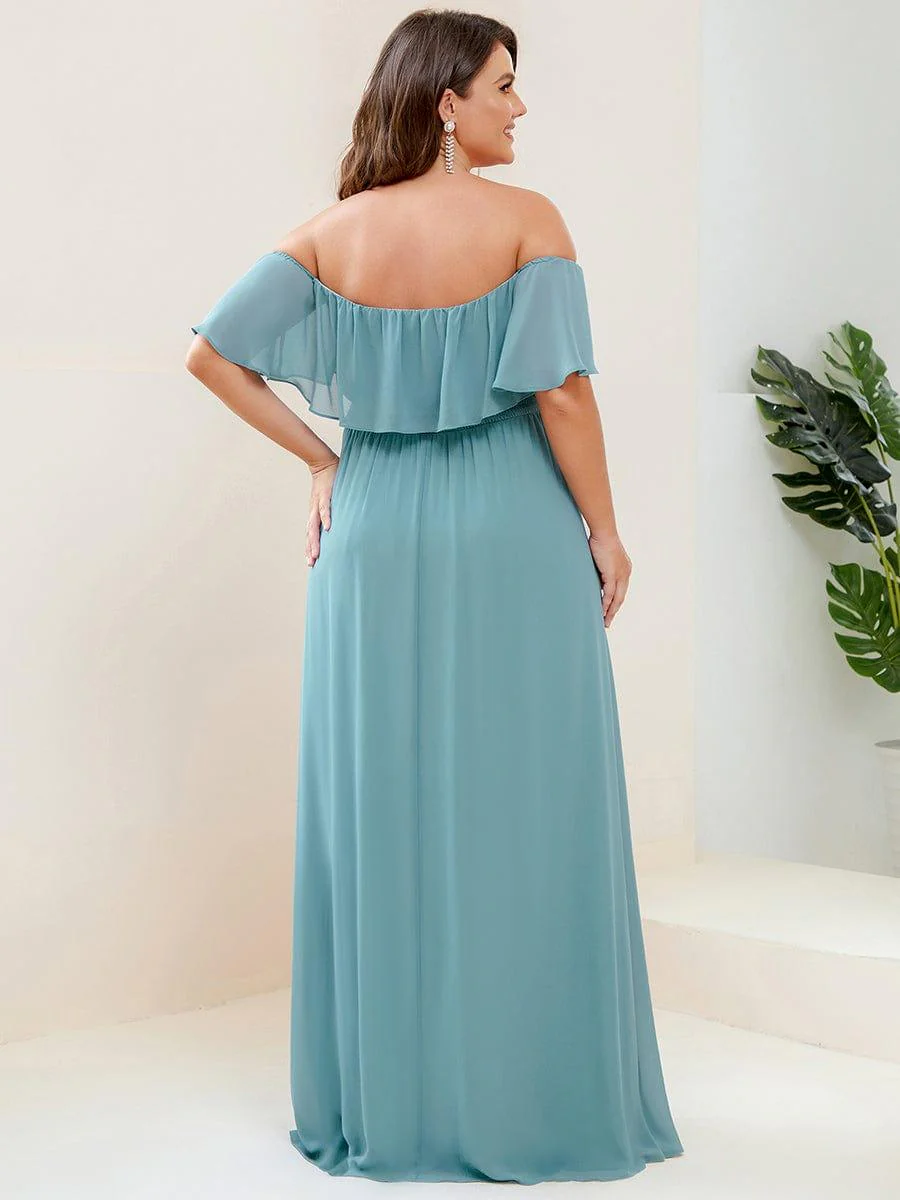 ever ÉMILE|Women's Off-The-Shoulder Ruffle Thigh Split Wedding Guest Dresses - Image 100