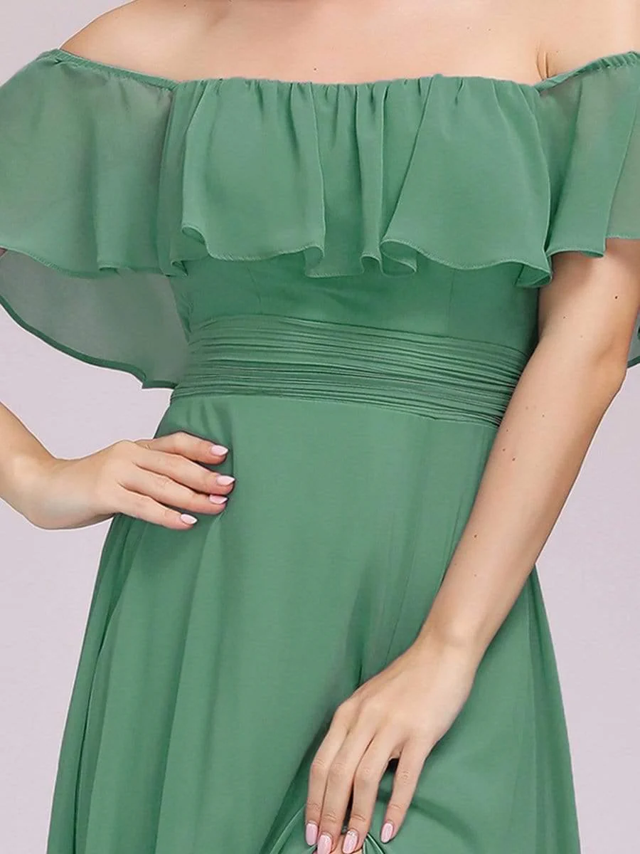 ever ÉMILE|Women's Off-The-Shoulder Ruffle Thigh Split Wedding Guest Dresses - Image 110