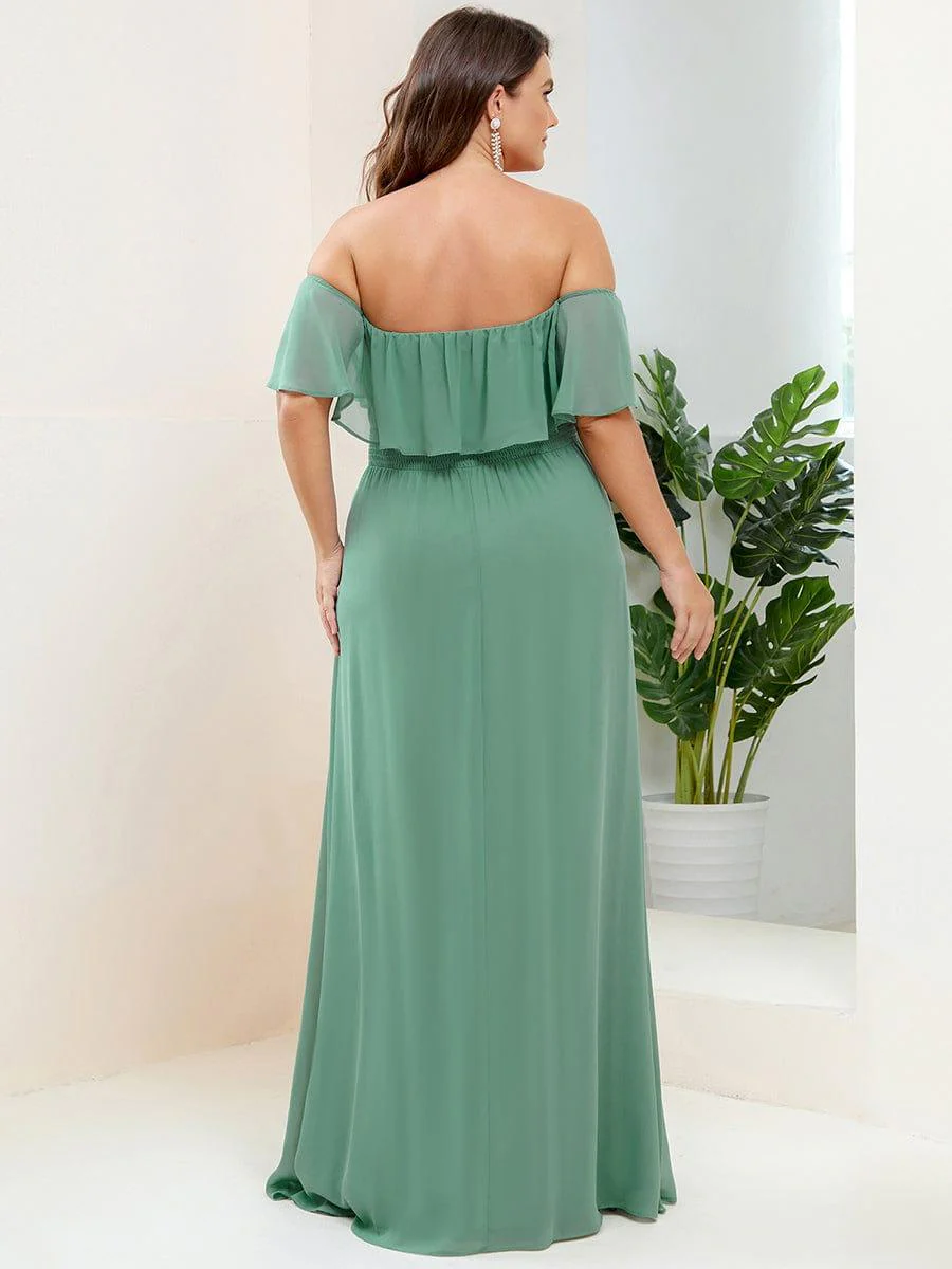 ever ÉMILE|Women's Off-The-Shoulder Ruffle Thigh Split Wedding Guest Dresses - Image 112