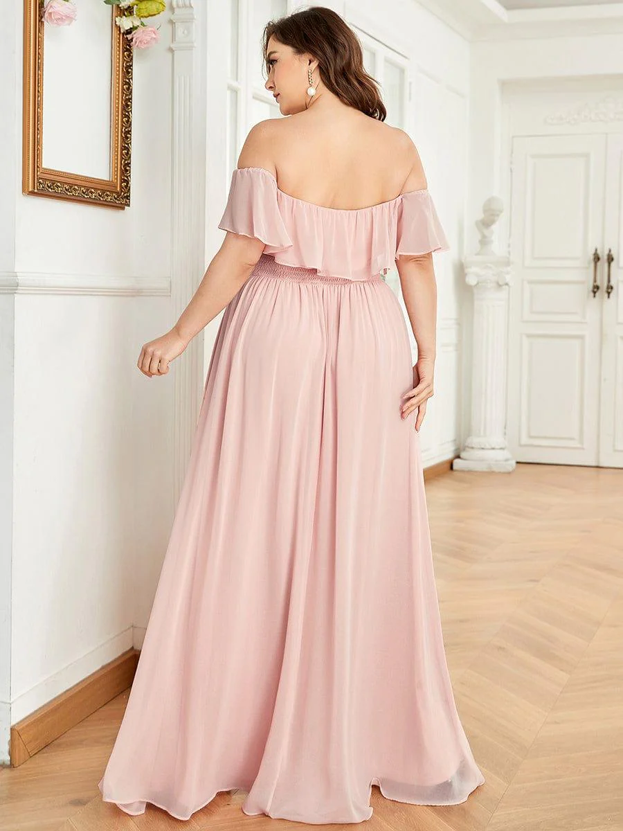 ever ÉMILE|Women's Off-The-Shoulder Ruffle Thigh Split Wedding Guest Dresses - Image 14