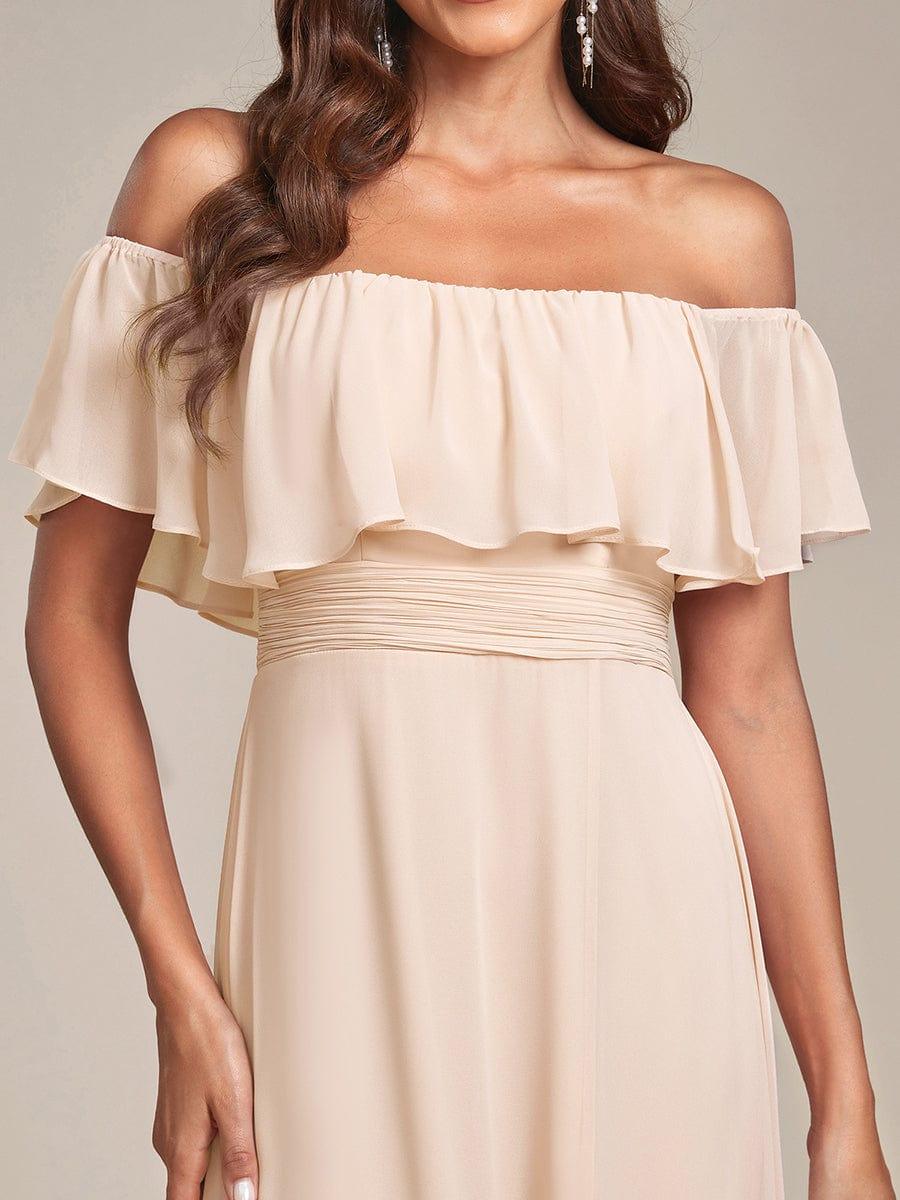 ever ÉMILE|Women's Off-The-Shoulder Ruffle Thigh Split Wedding Guest Dresses - Image 148