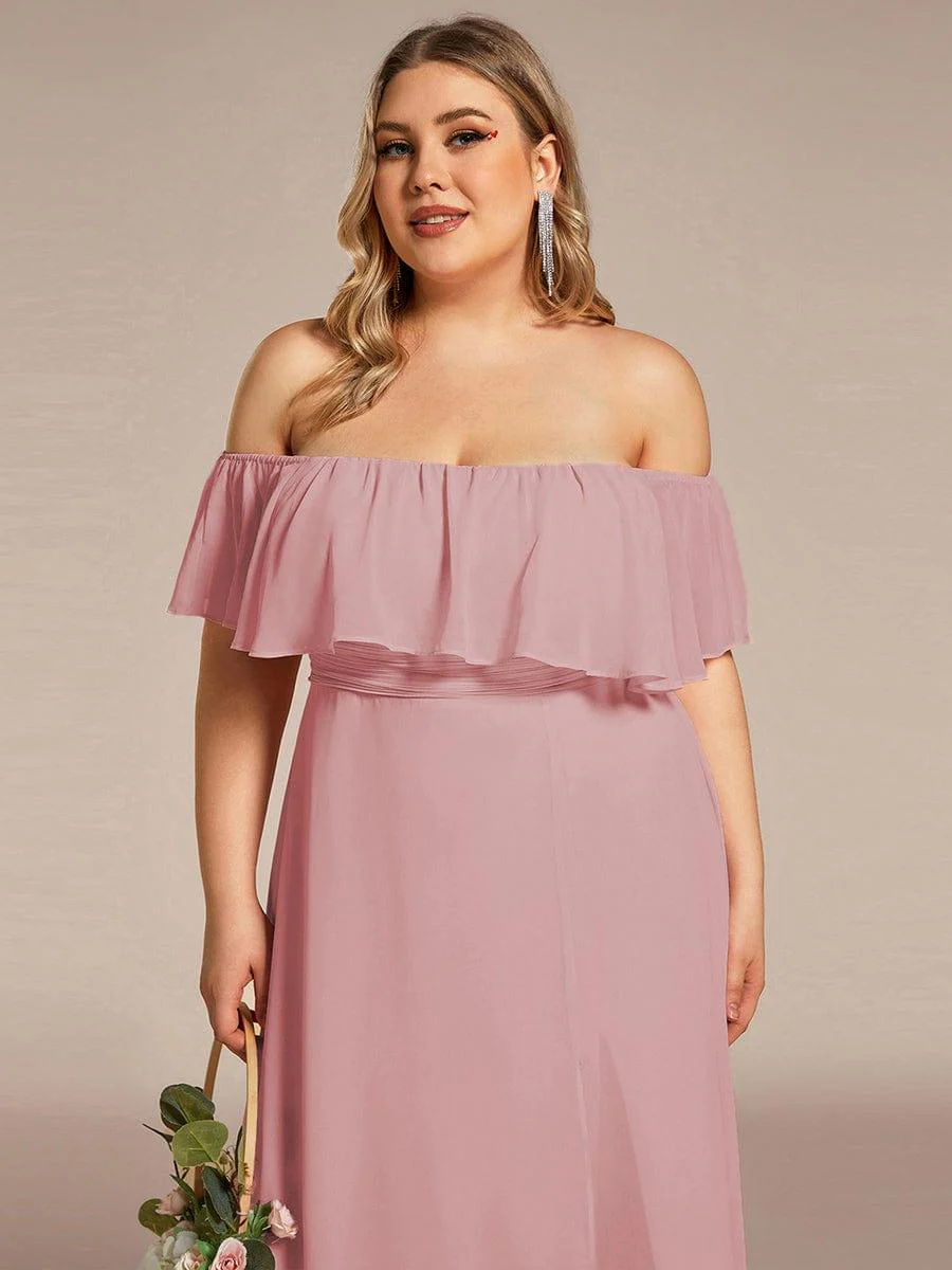 ever ÉMILE|Women's Off-The-Shoulder Ruffle Thigh Split Wedding Guest Dresses - Image 158