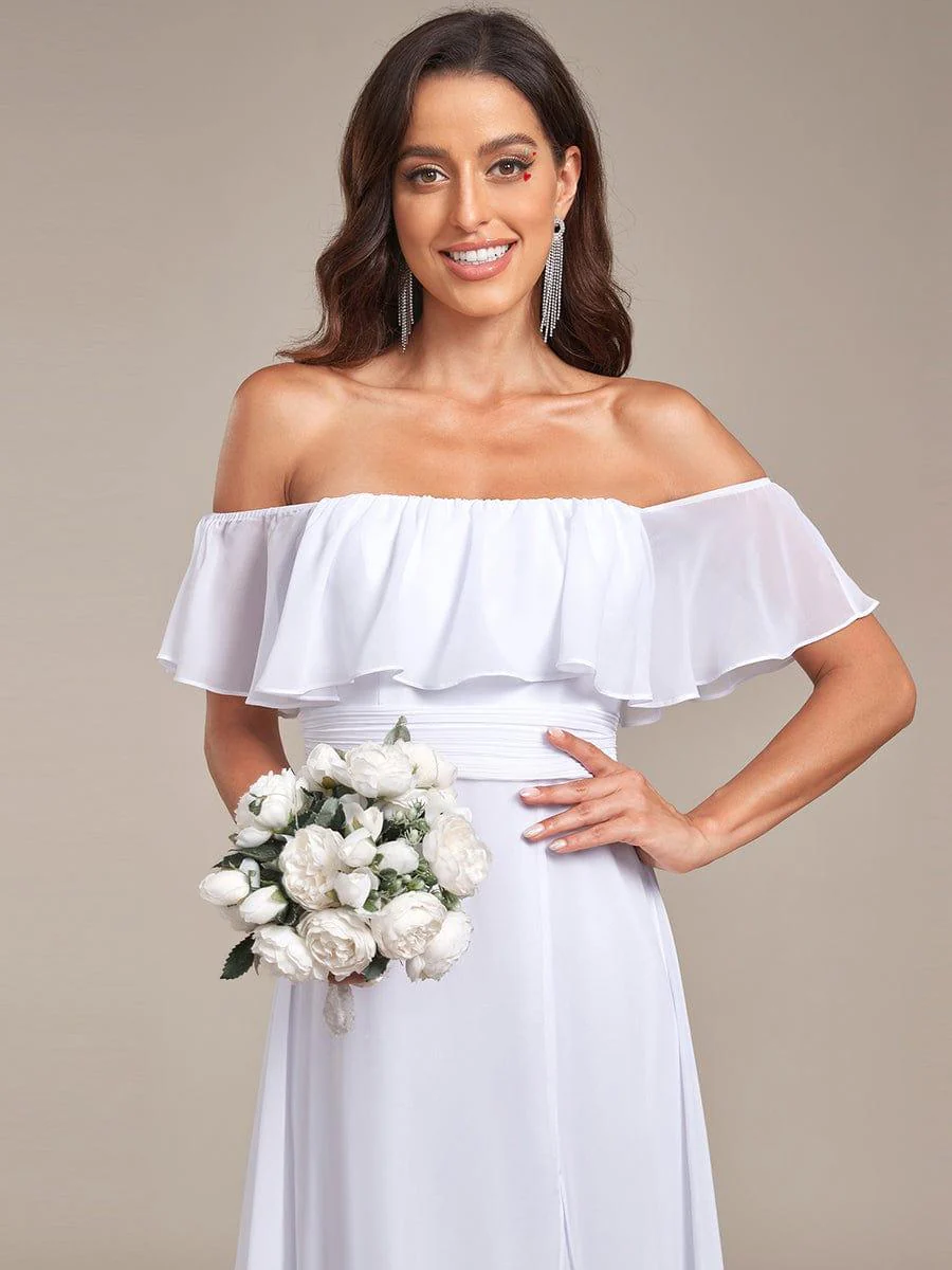 ever ÉMILE|Women's Off-The-Shoulder Ruffle Thigh Split Wedding Guest Dresses - Image 21