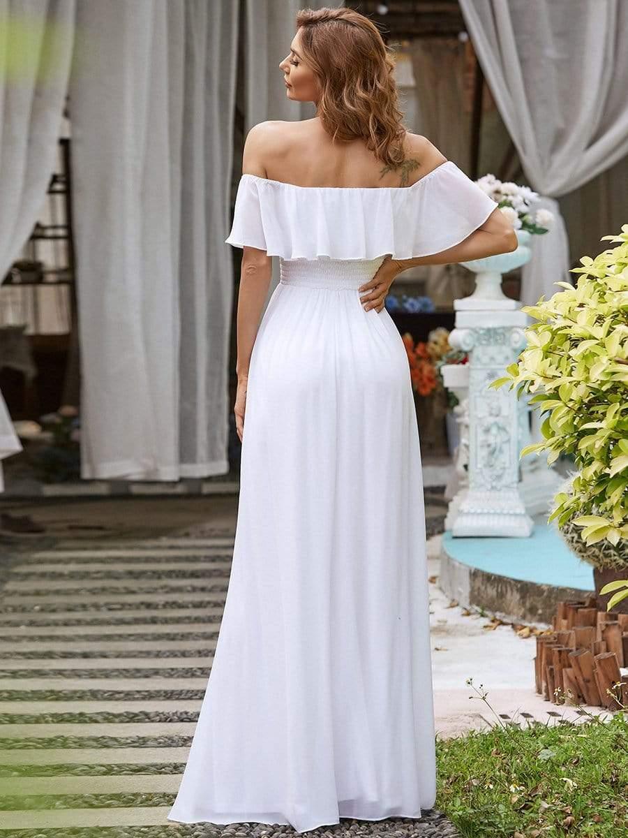 ever ÉMILE|Women's Off-The-Shoulder Ruffle Thigh Split Wedding Guest Dresses - Image 25