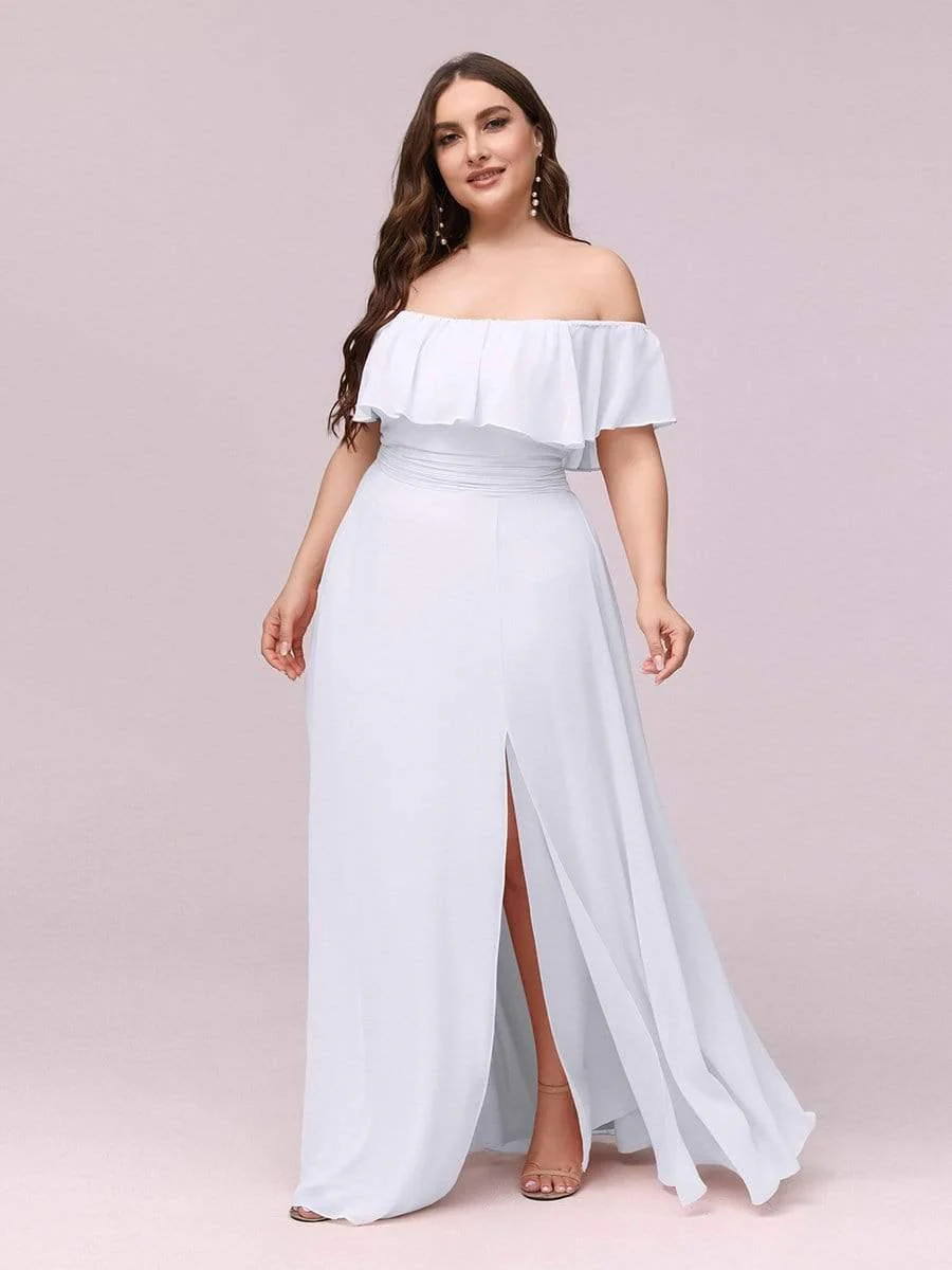 ever ÉMILE|Women's Off-The-Shoulder Ruffle Thigh Split Wedding Guest Dresses - Image 28