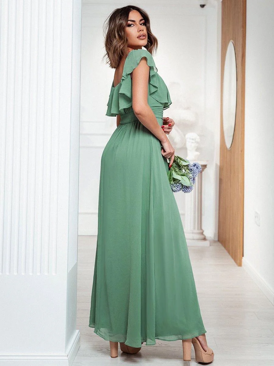 ever ÉMILE|Women's Off-The-Shoulder Ruffle Thigh Split Wedding Guest Dresses - Image 34