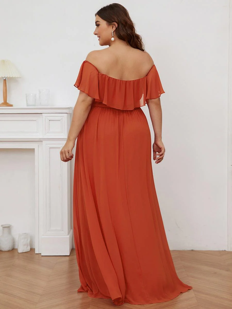 ever ÉMILE|Women's Off-The-Shoulder Ruffle Thigh Split Wedding Guest Dresses - Image 86