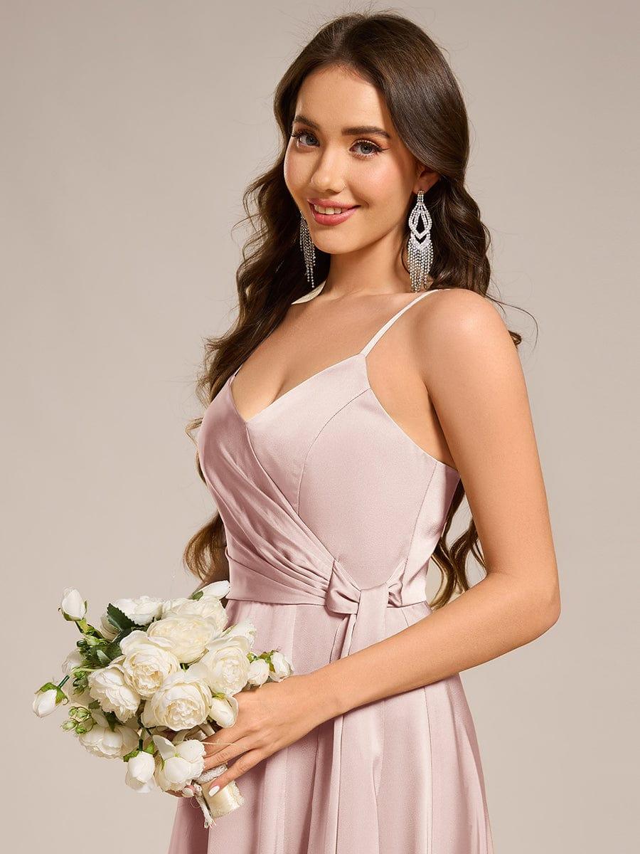 ever IYLA|Wrap-Style Maxi Spaghetti Strap Satin Bridesmaid Dress - Image 24