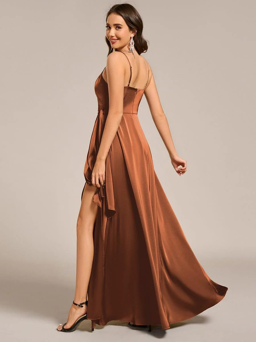 ever IYLA|Wrap-Style Maxi Spaghetti Strap Satin Evening Dress - Image 20