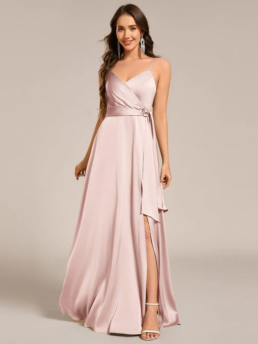 ever IYLA|Wrap-Style Maxi Spaghetti Strap Satin Evening Dress - Image 22